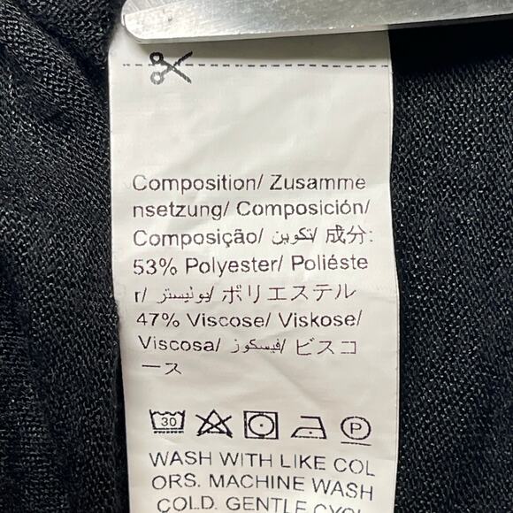 DAZY Modern Black Semi-Sheer Oversized Long Sleeve Top Tunic XL Slit Front - Picture 7 of 7